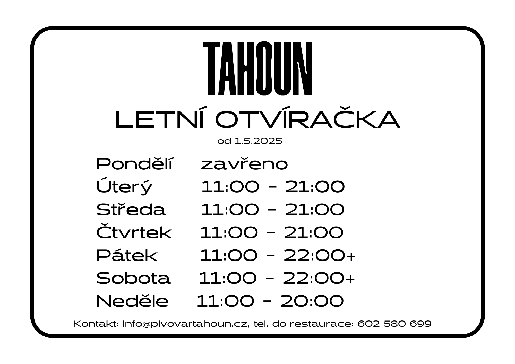 letní otvíračka